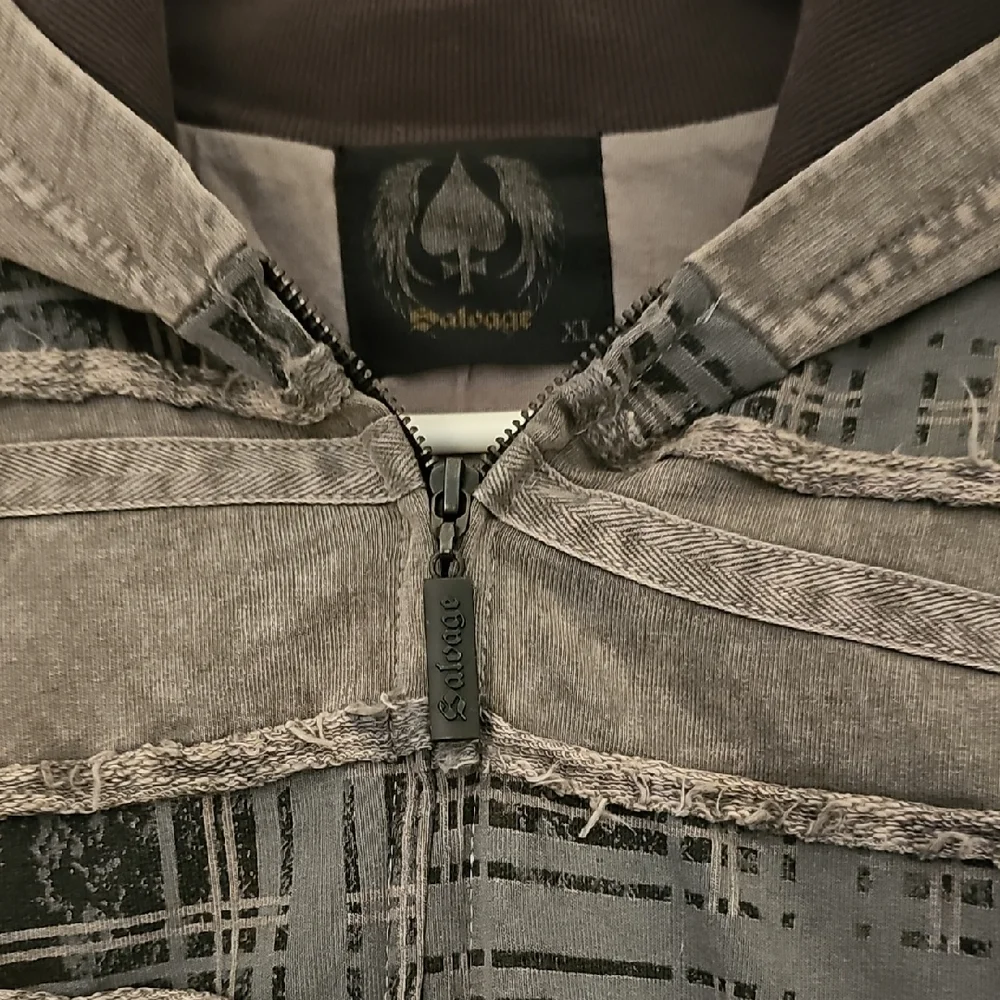 Salvage Gray Plaid Jacket With Hood - Picture 4 of 16